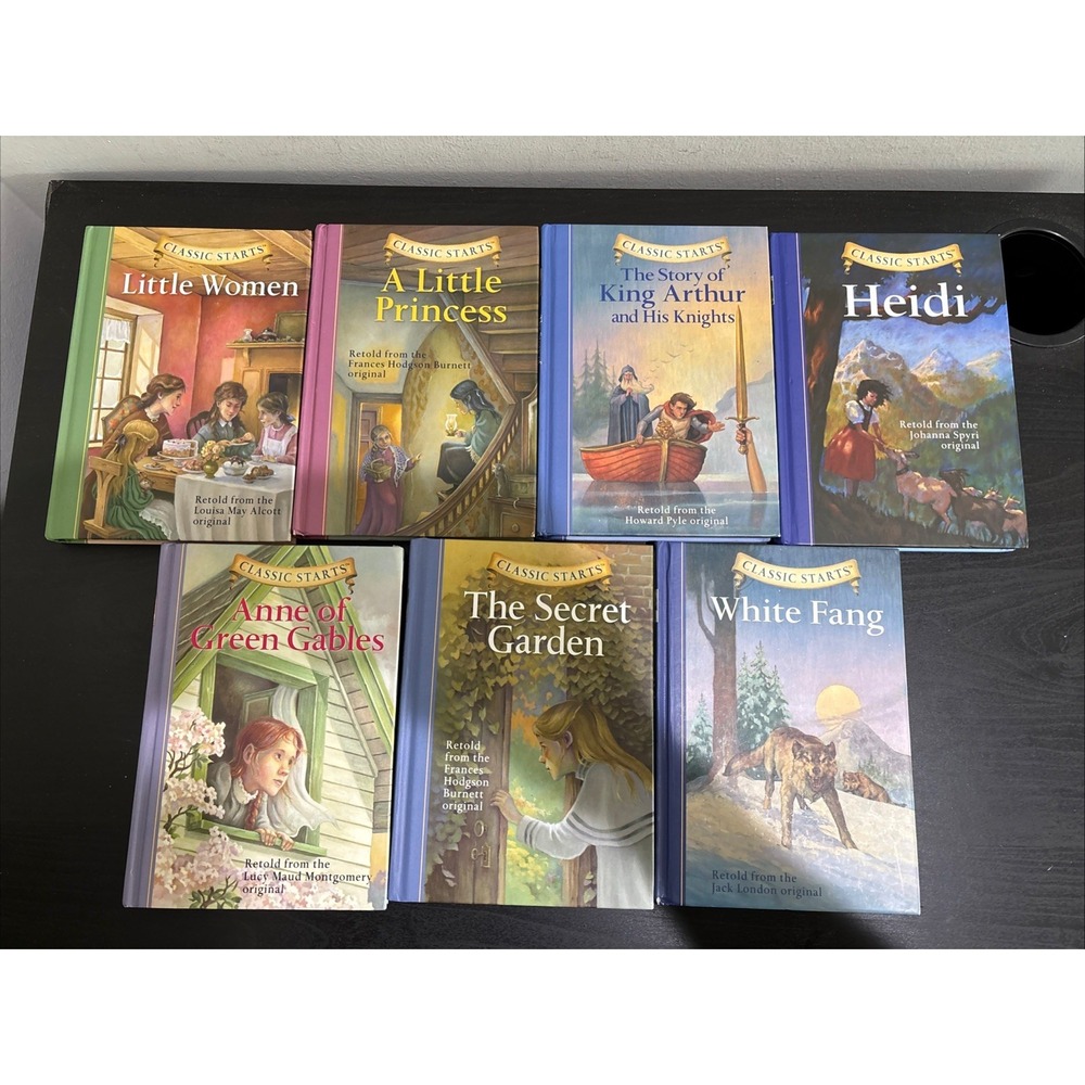 Classic Starts Book Lot Of 7 HC VG Condition White Fang, Heidi, Anne, Secret